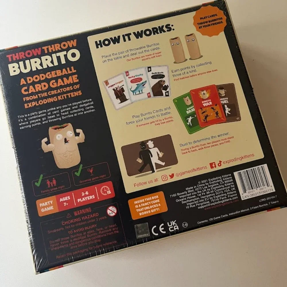 Exploding Kittens throw burrito